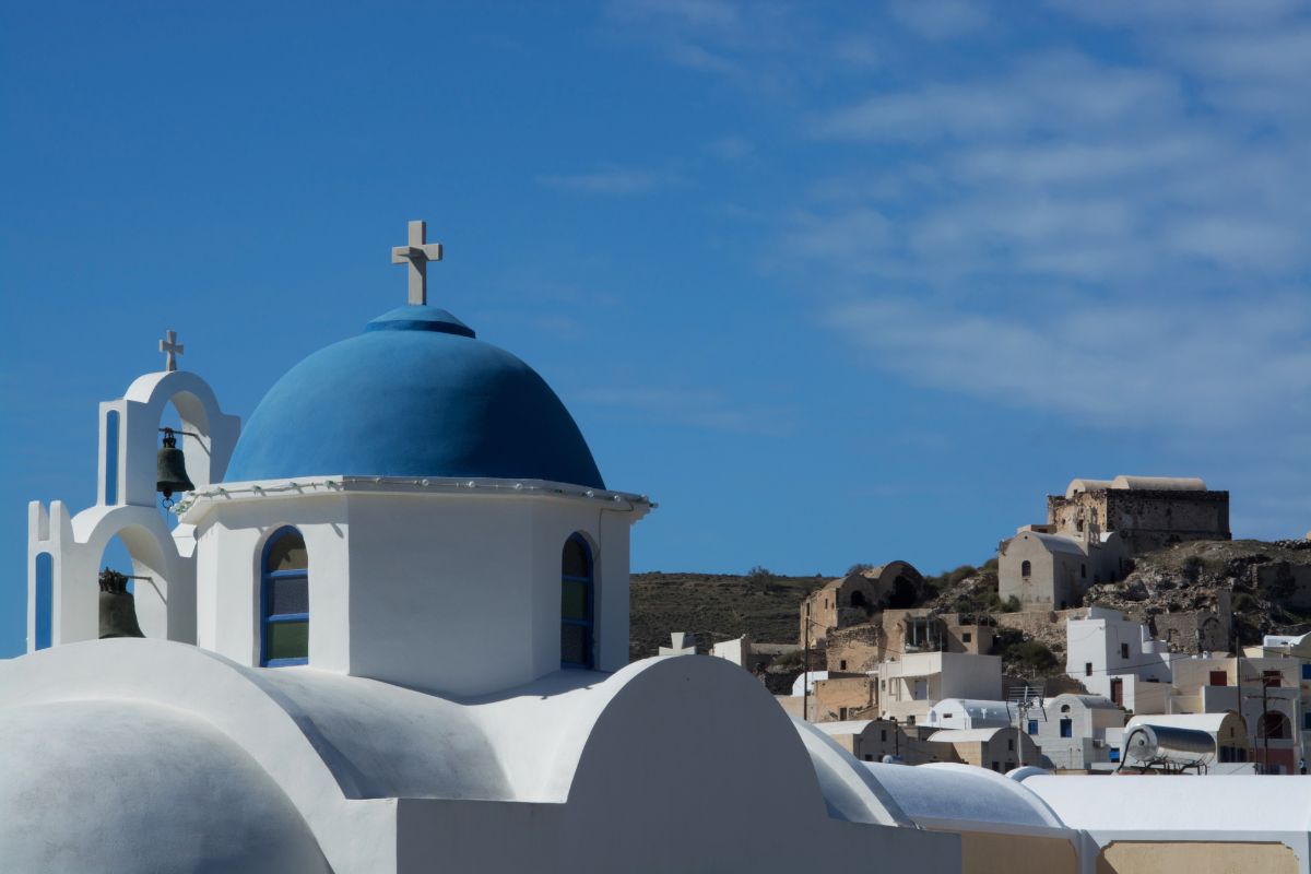 Sito archeologico di Akrotiri a Santorini, la Pompei dell'Egeo, citta minoica sepolta