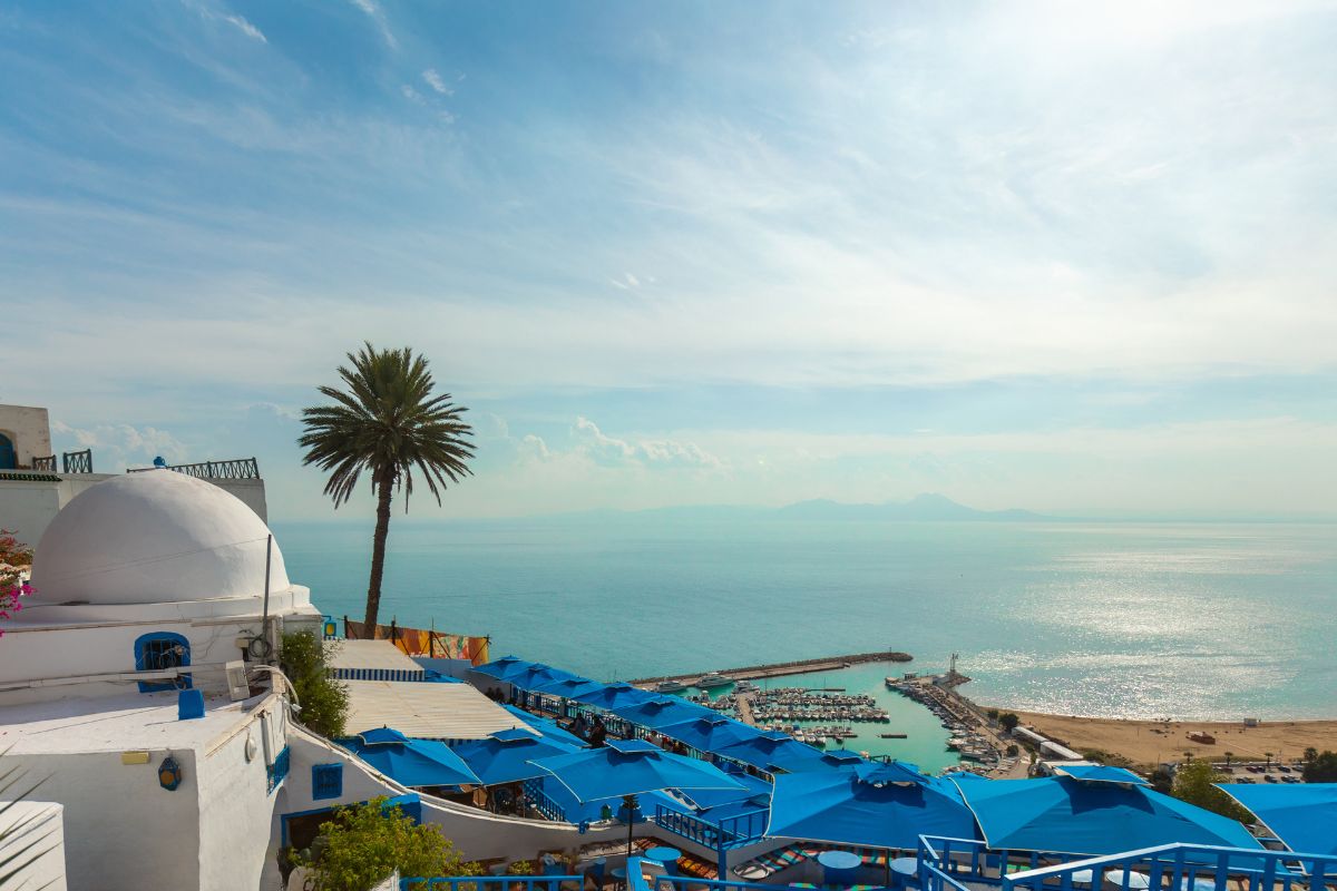 Sidi Bou Said, villaggio bianco e azzurro sulla scogliera vicino Tunisi